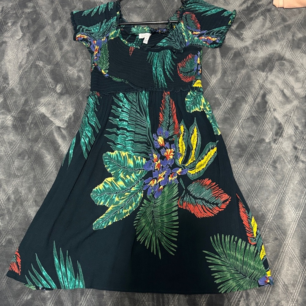 Patrons of Peace Vibrant Leaf Print Kids Dress
